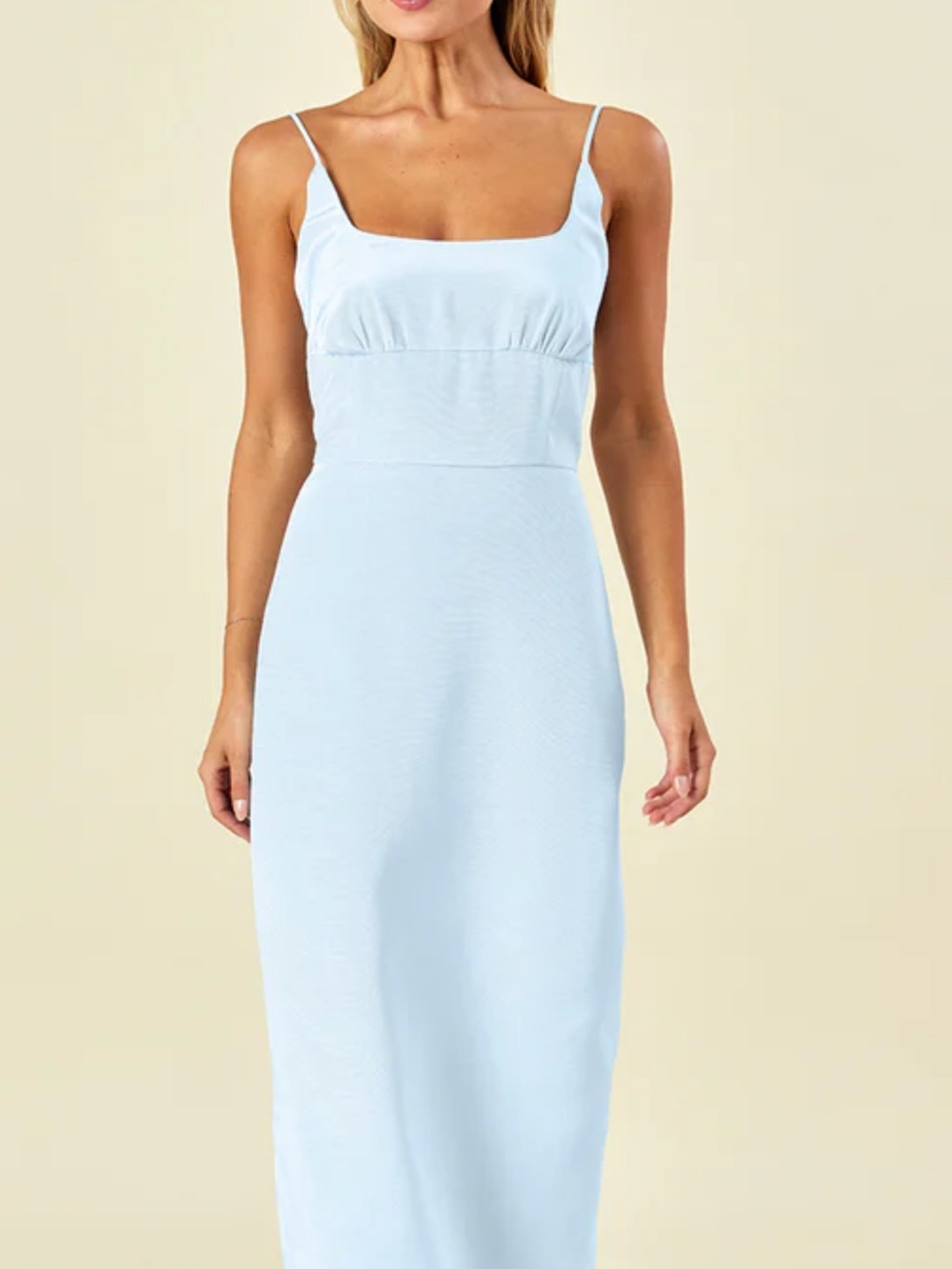 Elegant Light Blue Maxi Slip Dress with Thin Straps